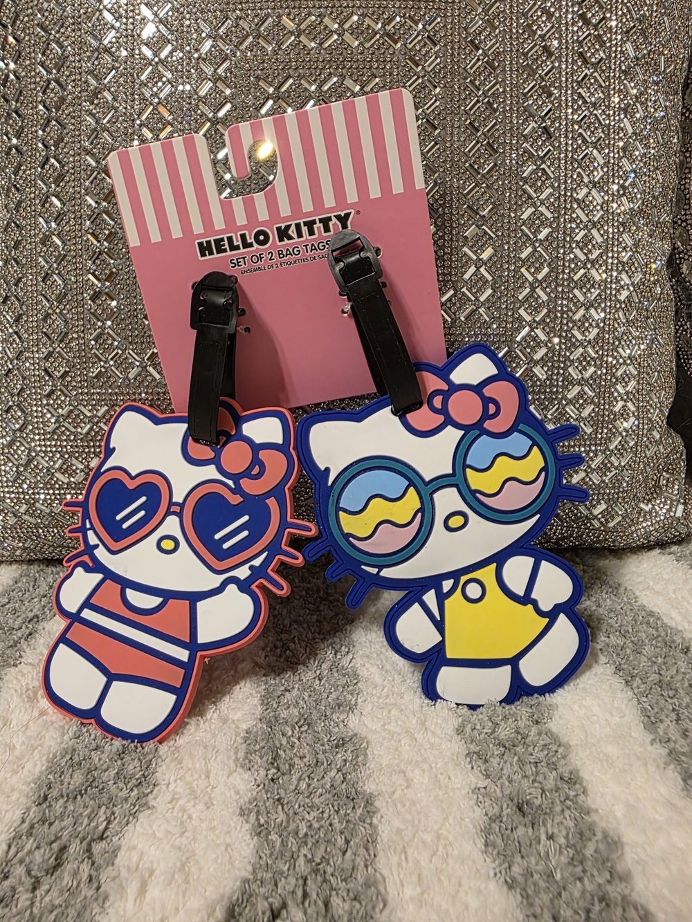 Hello Kitty NWT Luggage Bag Tags - Pink & Blue Duo